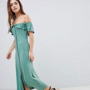 Odd Shoulder Button Through Midi Sundress